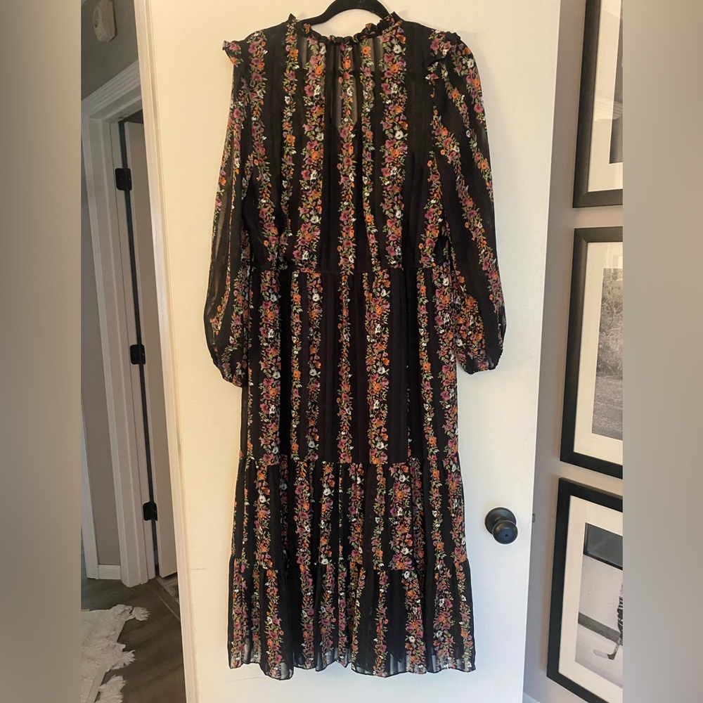 Julia Jordan Long Sleeve Ruffle
Drawstring Floral  Midi Dress Size 10 - Picture 11 of 12